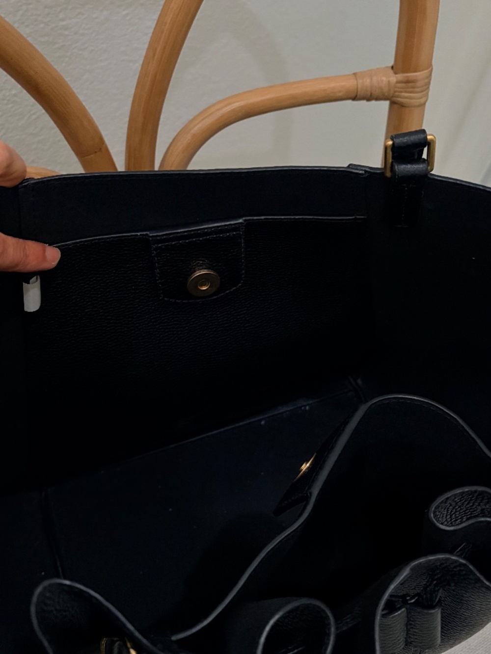 Tory Burch Tote | McGraw Dragonfly Black Peddled Leather Oversized Shopper Bag - Picture 5 of 6